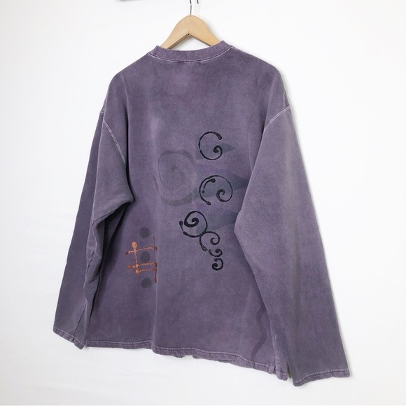 BOHEMIAN custom purple embellished button down sweatshirt - Picture 12 of 15